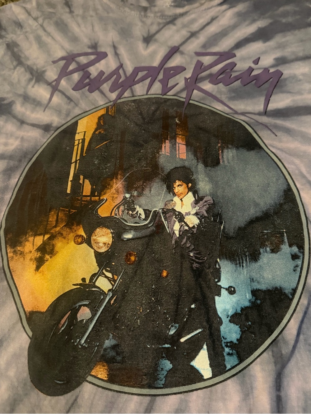 Prince Purple Rain Official Tie Dye Graphic T-Shirt Gray Purple - Picture 7 of 7